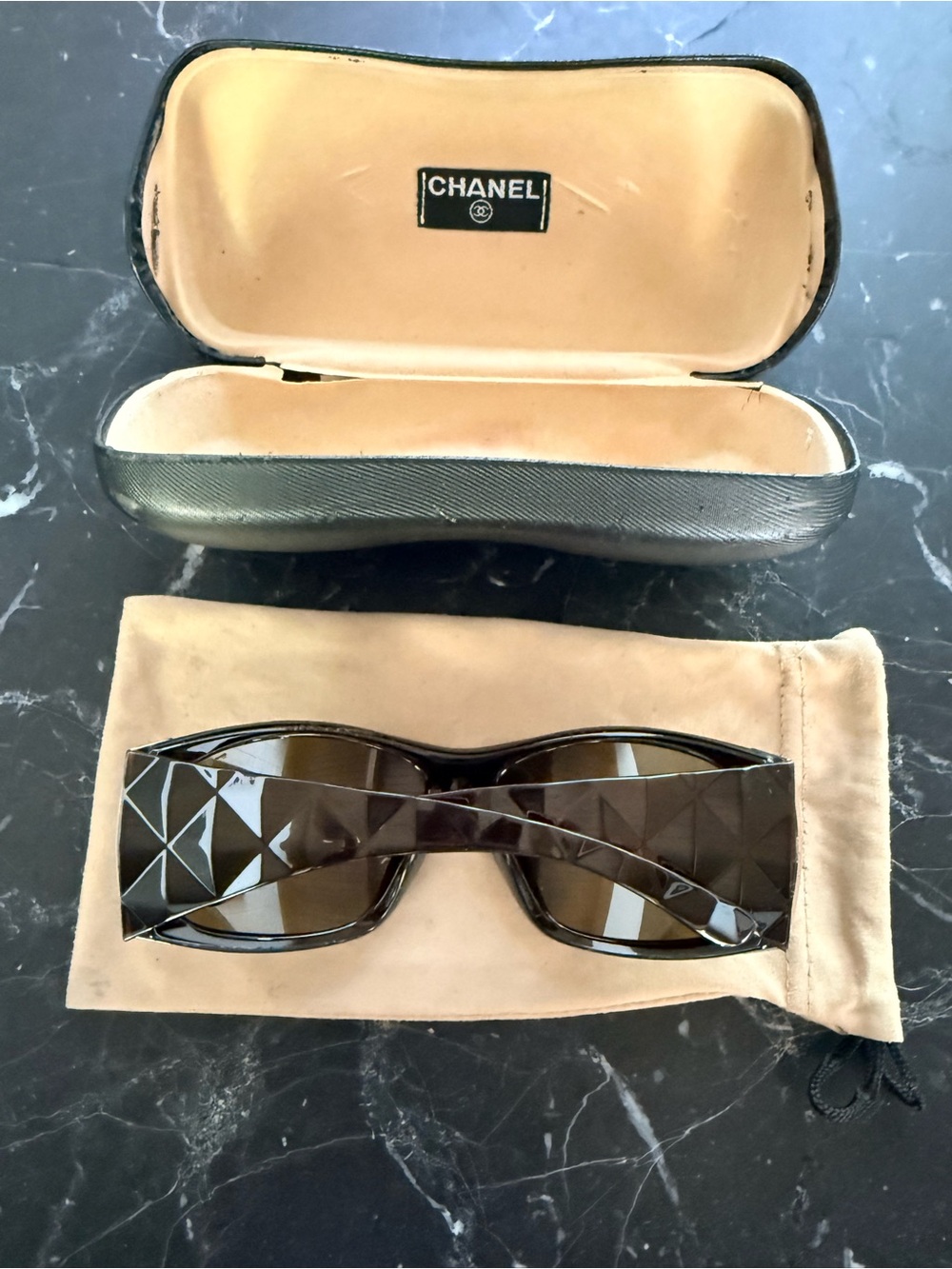Vintage y2k CHANEL Brown Gradient Shield Sunglasses with Silver Logo Accent - Picture 4 of 13